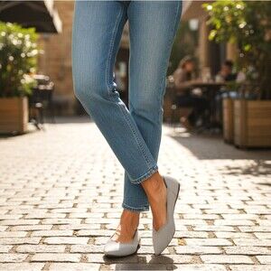 Rothy's The Point Flats Womens Size 10.5 Flax Birdseye Gray Shoe MISSING INSOLES